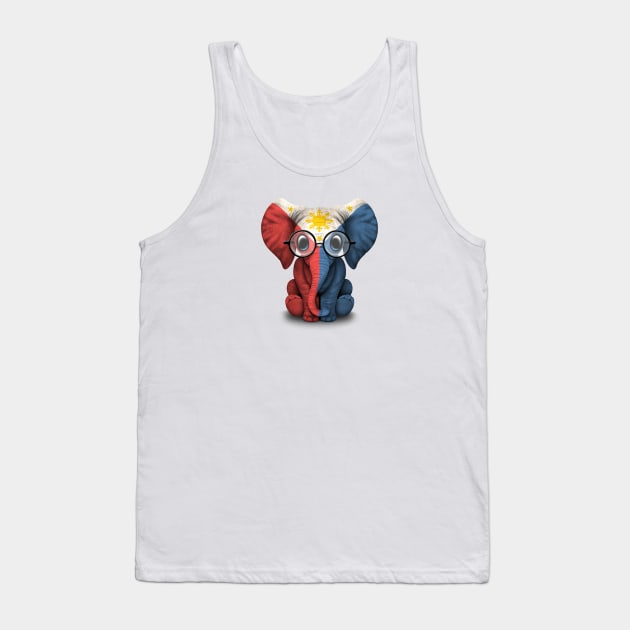 Baby Elephant with Glasses and Filipino Flag Tank Top by jeffbartels